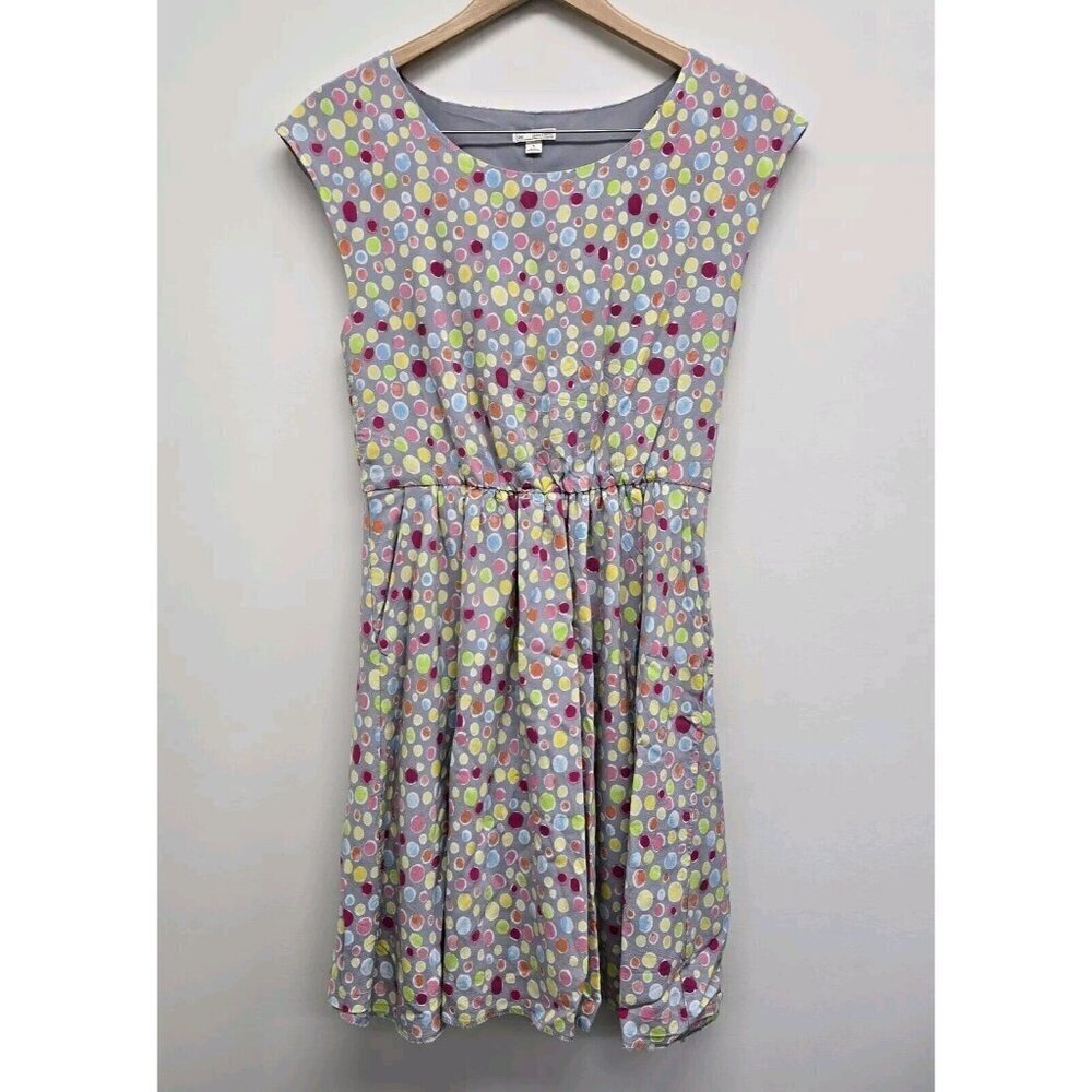 VTG GAP Polka Dot Print Lined Dress Colorful Pockets Size Small Elastic Waist